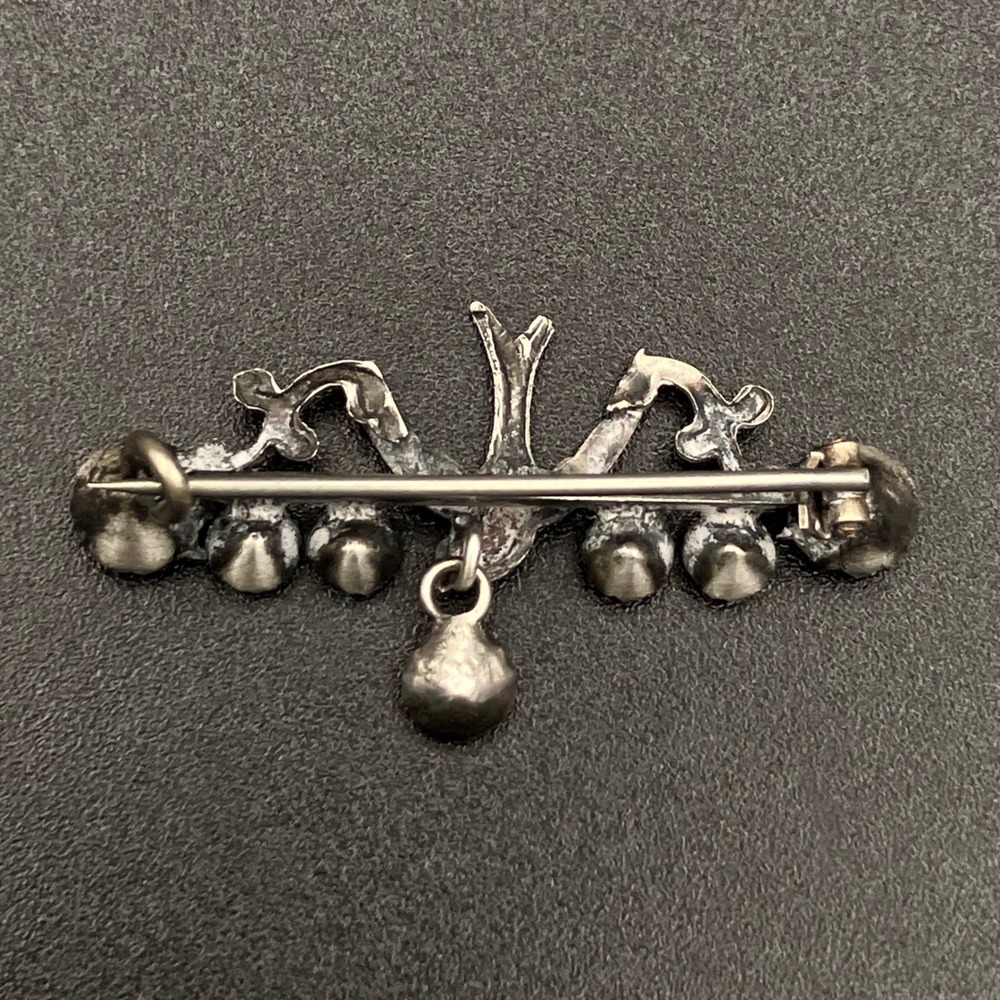Vintage Victorian Silver Paste Swallow Brooch Bird Dangle C-Clasp 1.5" - Picture 7 of 8
